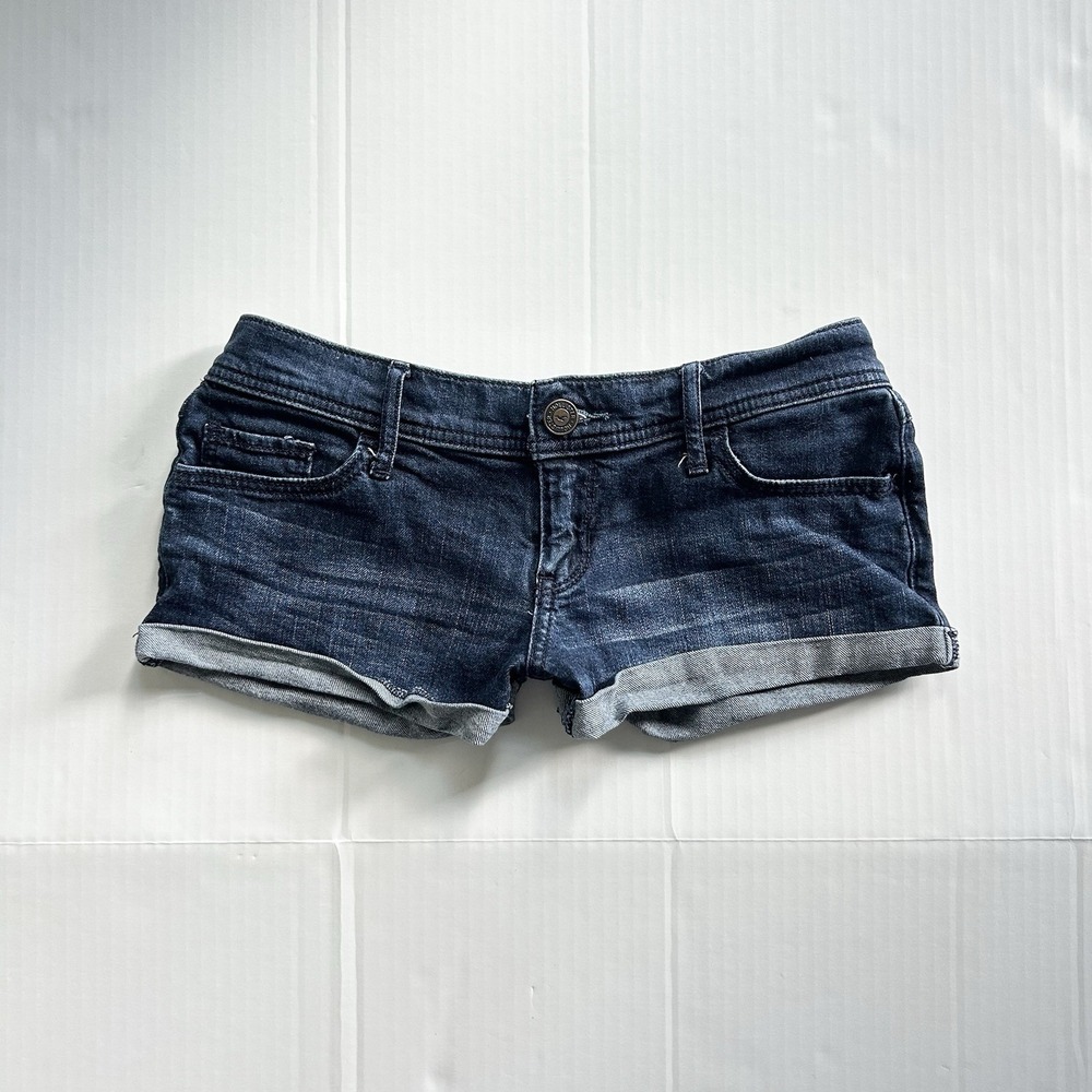 2000s Hollister Ultra Low Rise Mini Shorts Embroidered Pocket Y2K Grunge Indie